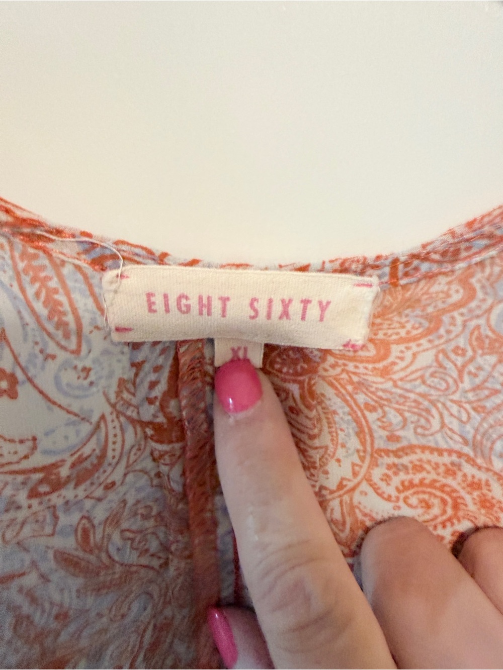 Eight Sixty Paisley Open-Front Kimono in Coral and Ivory - Picture 7 of 8